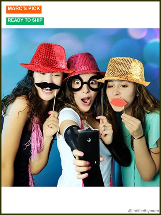Sequin Fedora Hat and Bow Tie Set for Dance Costume Party main image 6